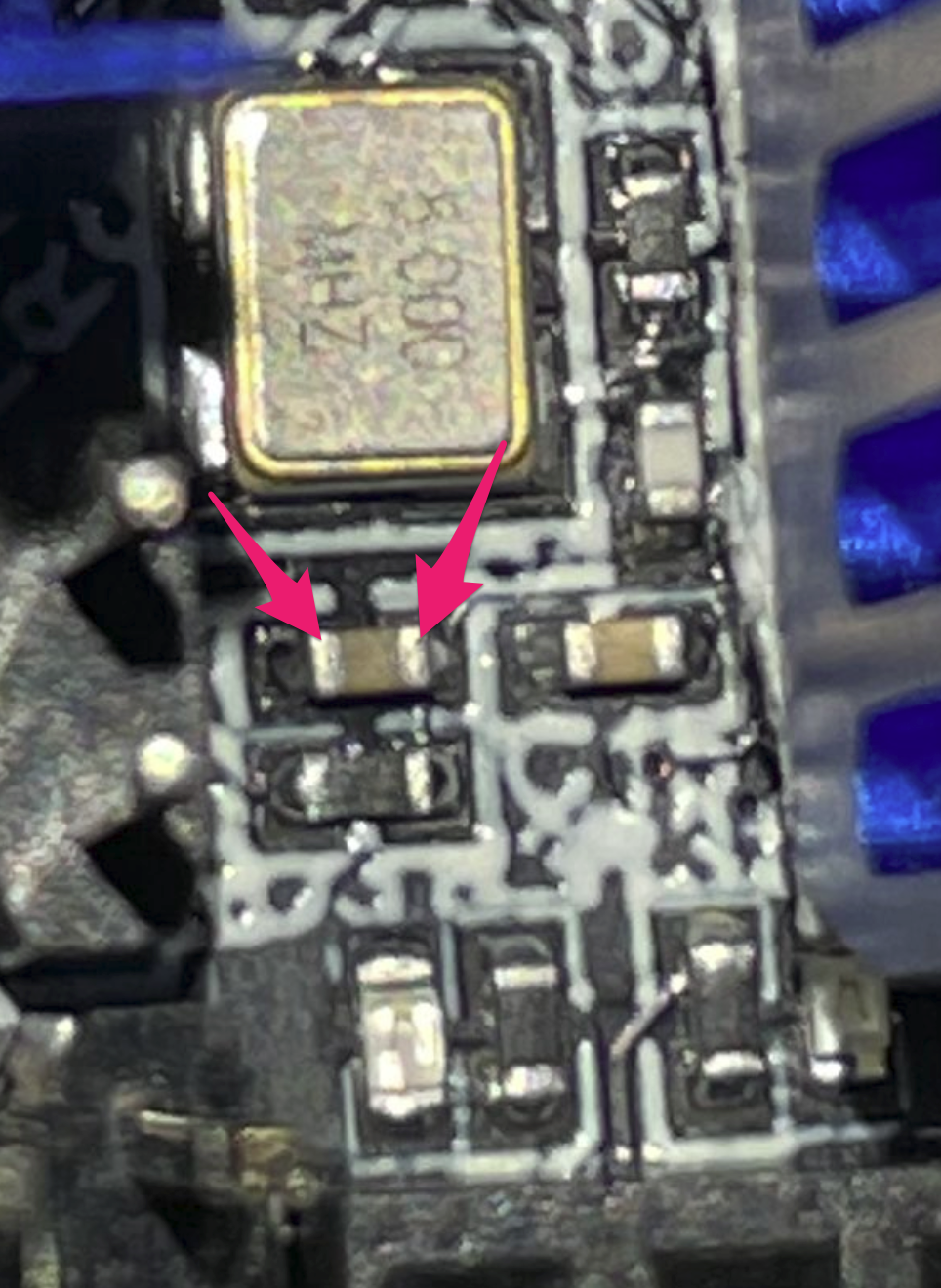 SHT36 v2 shorting resistor closeup